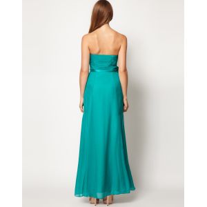 Sweetheart Polyester Strapless Evening Dresses With Delicate Flower