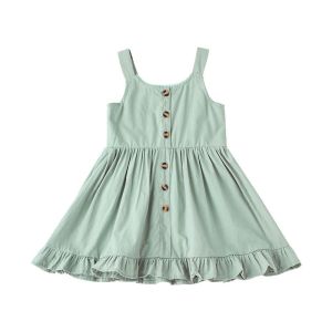 Summer Children'S Clothing Baby Girls Suspender Dress Solid Color