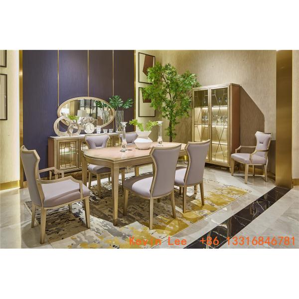 Buy Light luxury dining room furniture Nice wood table with Leather dining chairs for Villa home interior design furniture at wholesale prices