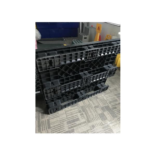 Black Stackable Plastic Pallets 48x40" HDPE Material Excellent Moisture