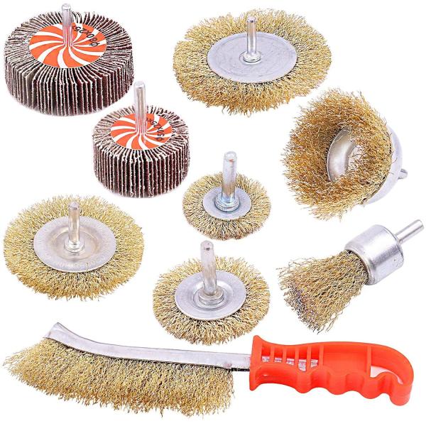 Buy Brass Coated Wire Wheel Brush 9pcs Brass Plating Filament at wholesale prices