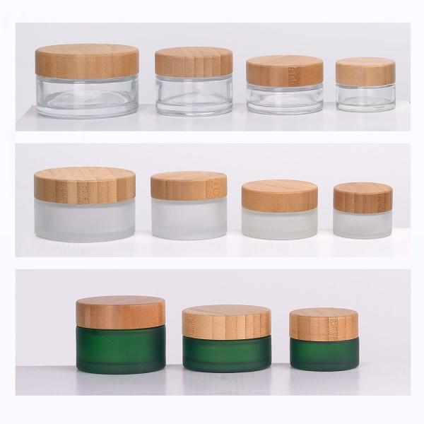Wood Grain Face Cream Jar 5 10 15 30 50 Ml Empty Cosmetic Packaging Frosted Glass Jar With Water Transfer Wooden Lid