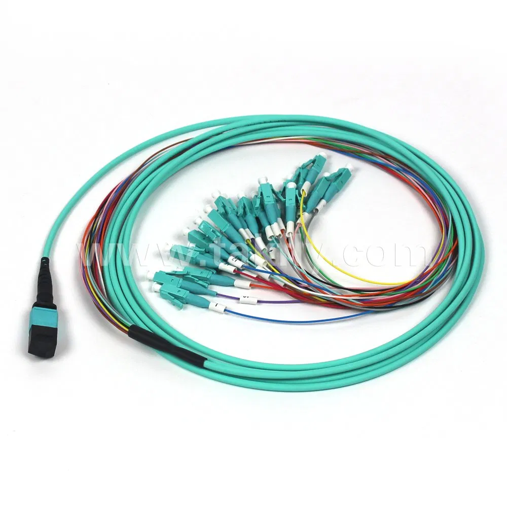 CPR Dca Certified 12 Cores Optical Fiber Cable Om3 MPO to LC Fanout Cable Fiber Optic Cable