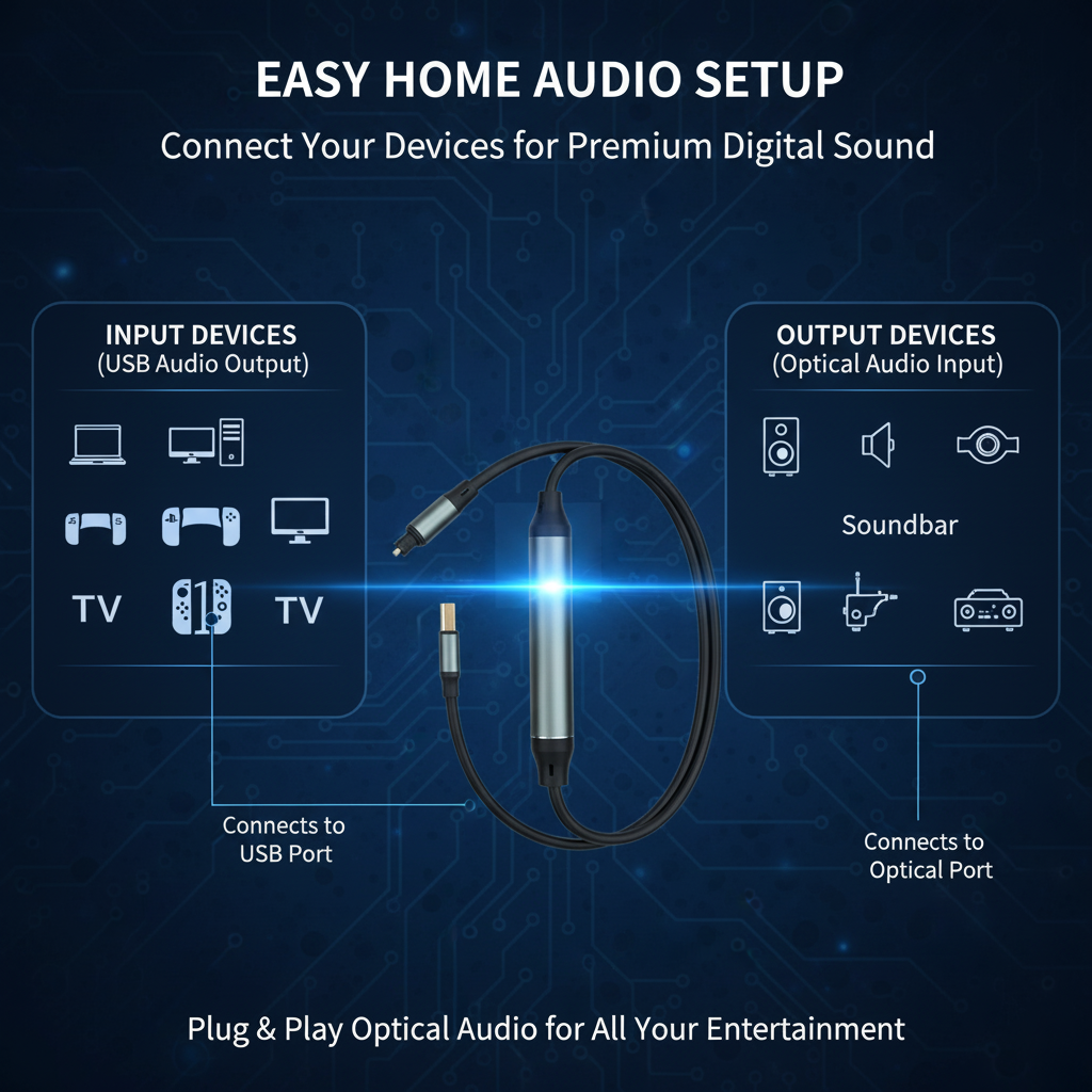 TOSLINK Optical to 3.5mm AUX Audio Cable Unidirectional Digital to Analog