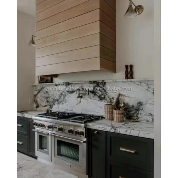 Polished Arabescato White Italian Marble Slab for Modern Wall and Round Dining Table