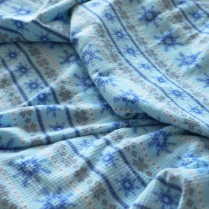 Snowflake Pattern Micro Fleece Fabric One Side Printed Jacquard