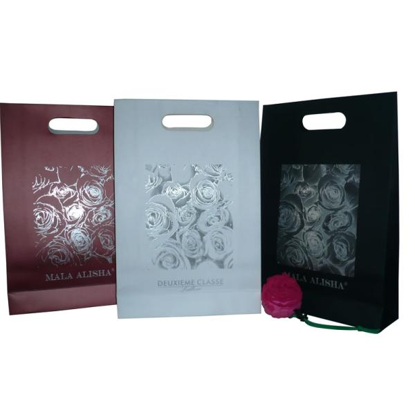 Deux Custom Printed Paper Gift Bag, Cardboard Bags With Ribbon Closure 42cm*28cm*9cm
