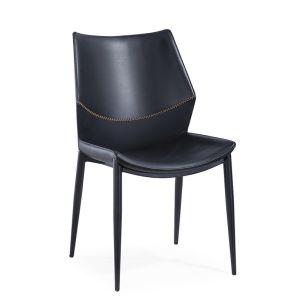 Quality Recyclable Leather 44.5cm Contemporary Metal Dining Chairs for sale