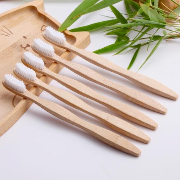 Buy Bamboo Toothbrush Biodegradable Bristles Plain Reusable Children Use at wholesale prices