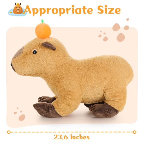 24 Life-Like Large Capybara Plush Toy Realistic Giant Stuffed Animal Soft Body Hugging Pillow Best Gift Boys Girls Birthday