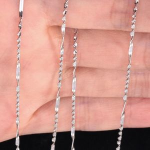 18K White Gold Link Chain Necklace for Women (NGO01)