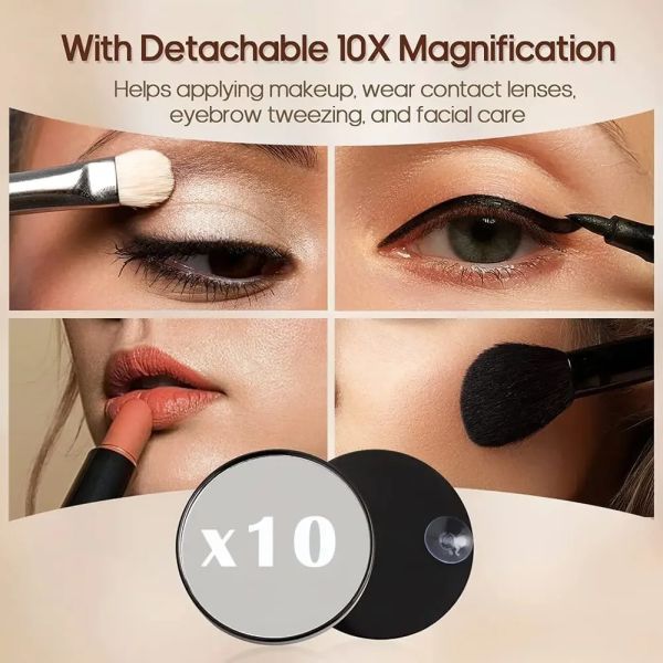 Makeup Mirror with 10X Magnification and Smart Touch Dimmable 3 Modes 360° Rotation White Vanity Mirror with Lights (WH-MR-72)