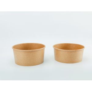Customized Round Kraft Paper Bowls With Lids , Environmentally - Friendly