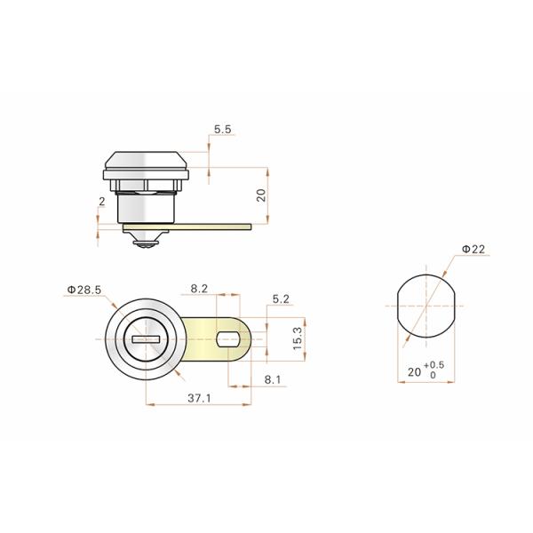 Die Cast Quarter Turn Cam Lock For File Cabinets And Instrument Boxes
