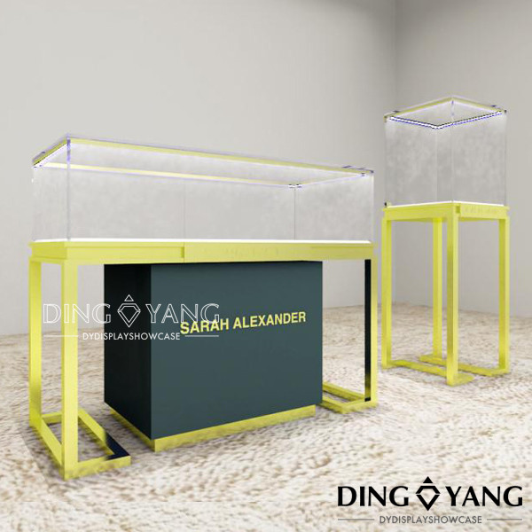 Buy Shopping Mall OEM Streamline Gold Jewellery Showcase at wholesale prices