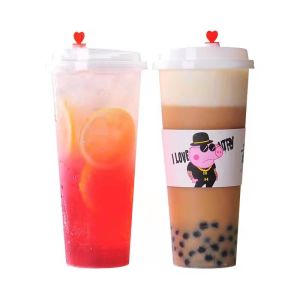 Custom Logo Disposable Milk Tea Plastic Cups 18oz 22oz 24oz Transparent