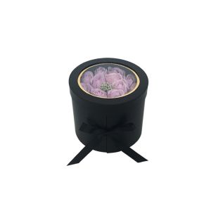 China Reusable Round Black Flower Gift Box With Recycled Paperboard Material on sale