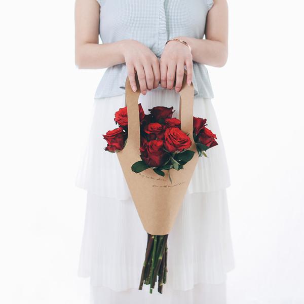 Portable Flower Carry Bag with Eco-Friendly Paperboard Carrier and Kraft Paper