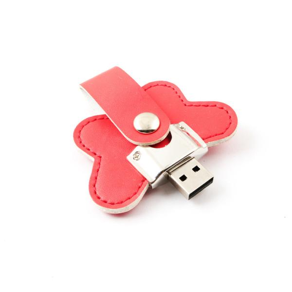 Flower Shaped Leather USB Flash Drives 32GB 256GB Embossing Logo