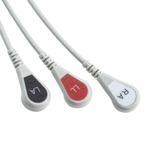 Kontron 125 128 VSM510 ECG Cable and Leadwires 3Lead AHA Snap 7Pin Connector ECG