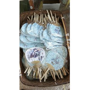 Oriental handmade natural bamboo material white paper fan customized wedding