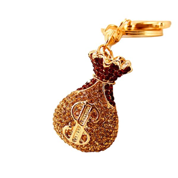 Money Bag Key Chain Ornaments Silk Screen Printing Diamond 50mm Wide