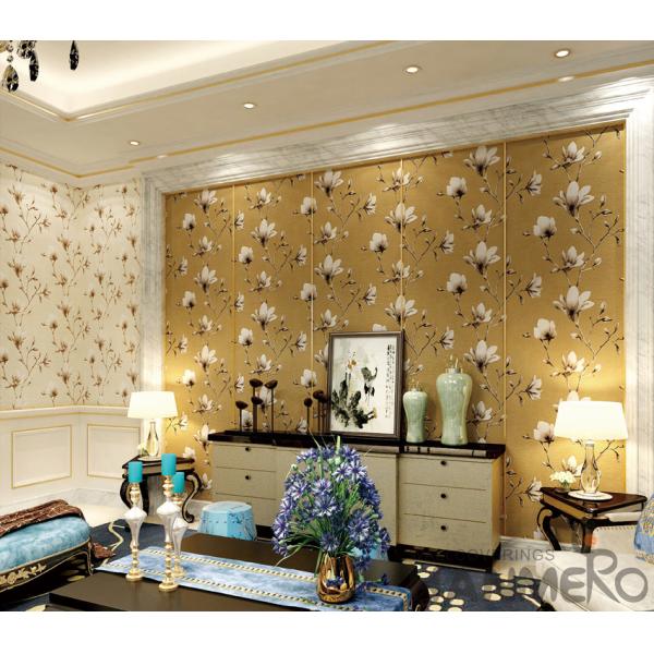 Modern Chinese Factory Wallcovering 0.53*10M Foaming Suede Wallpaper Beautiful Flowers
