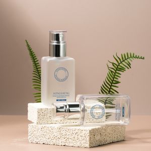 135ml Transparent rectangle smooth with Silver pump for shampoo lotion bottle