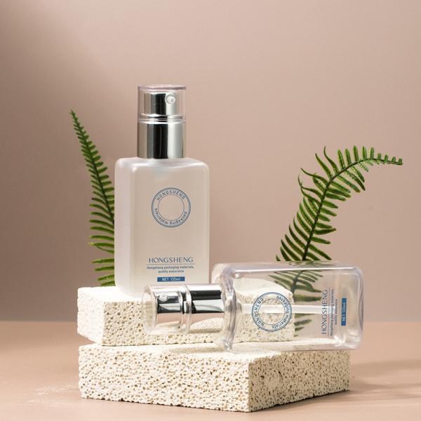 Buy 135ml Transparent rectangle smooth with Silver pump for shampoo lotion bottle at wholesale prices