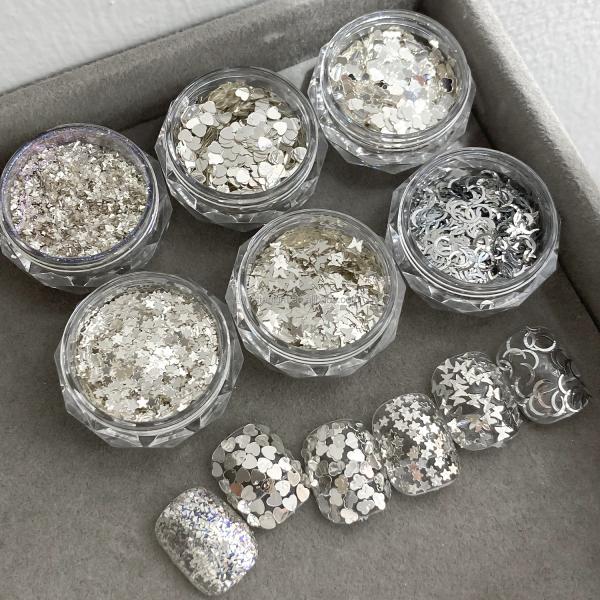 Nail glitters Korean bling super bright Nail polish silver color star heart Sequin summer nail sequins