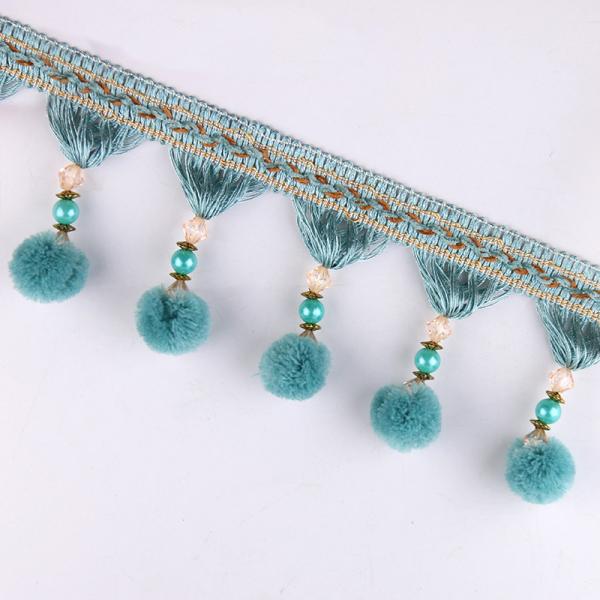 Machine producing OEM wholesale beautiful trimmings beaded pom pom fringes