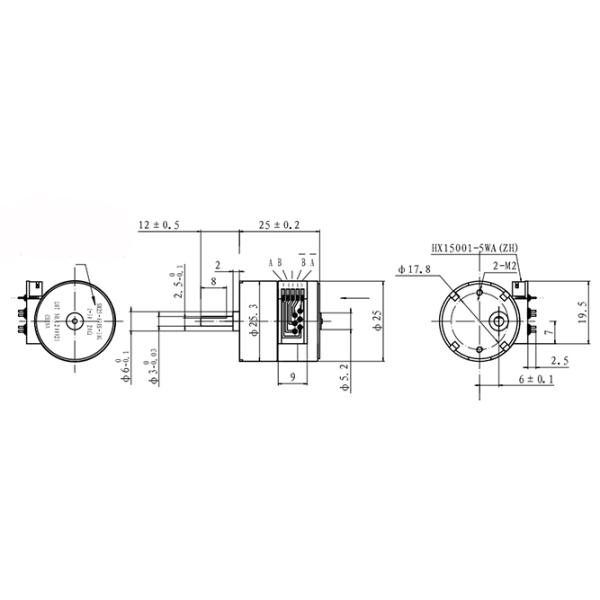 High Torque 25mm 2 Phase Bipolar Stepper Motor 12 V DC
