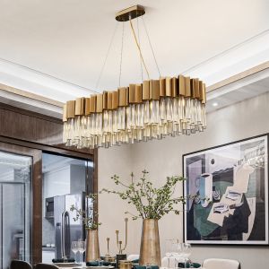 Luxury Led Crystal Chandeliers Dining Room Creative Rectangle foyer chandelier