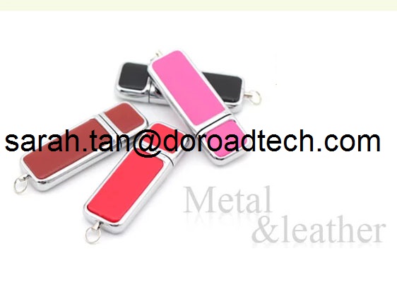 Leather USB Flash Drive, High Quality Free Logo Printing Leather USB Pen Drive