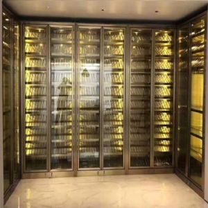 China Light Luxury Stainless Steel Wine Cabinet Partition For Restaurant on sale