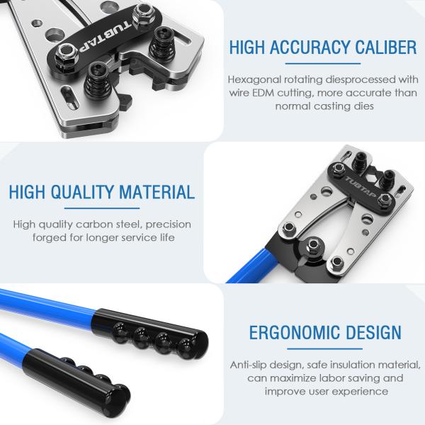Alloy Battery Cable Crimping Tool For Copper Lugs AWG 10-1/0
