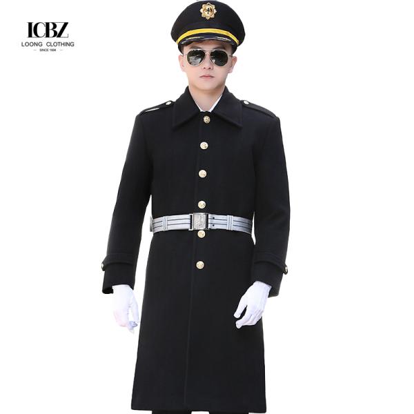 Customized Color Air Hostess Uniform Unisex Thickened Wool Coat for Winter Warmth