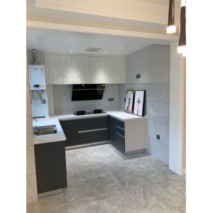 Kitchen Furniture Wooden Grain Laminates Modern Kitchen Cabinets With Island