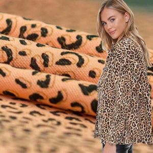 Leopard Dot Printed 180cm Rib Stretch Knitted Fabric Polyester Cotton Dress