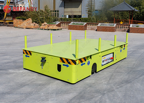 Auto Precast Concrete Floor Industrial Trolley Cart , 1-500 Tons Turning Battery trackless Transfer Trolley