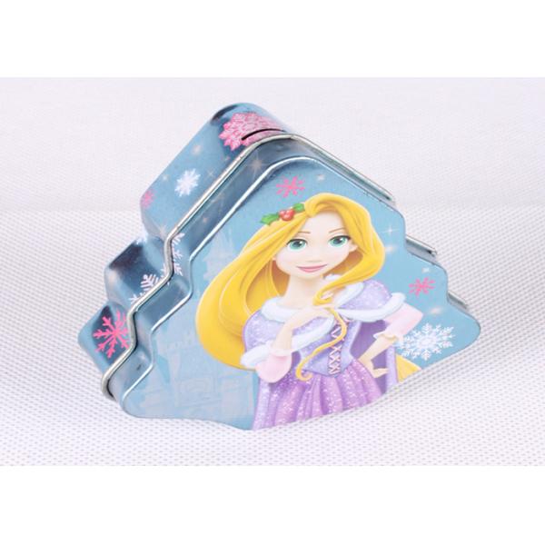 Christmas Tree Shaped Candy Gift Metal Tin Containers Tinplate Material WIth CMYK Printing