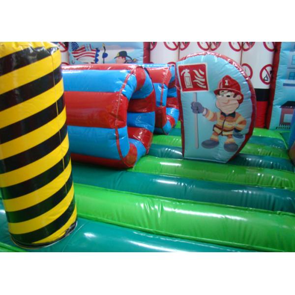 Customized Fire Truck Design Inflatable Fun City Fireproof inflatable fire engine 8 X 6 X 5m In Public