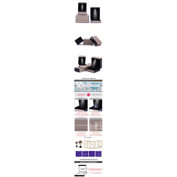 9*9*5cm Rectangle Hanhong Custom Gold Necklace Bracelet and Ring LED Jewelry Packaging Box