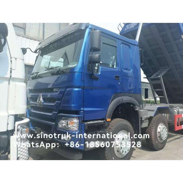 SINOTRUK HOWO LHD 12wheels 8X4 400HP Blue Dump Truck For Mining Front Lifting 50Tons
