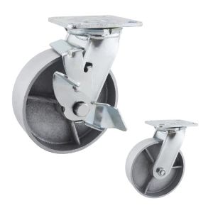 Cast Iron 8inch Side Mount Caster Wheels With Plate Swivel