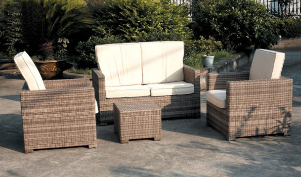Buy 4pcs rattan furniture with high back cushion at wholesale prices
