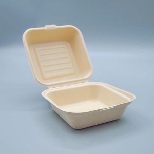 Customized eco-friendly sugarcane burger box disposable fast food takeaway