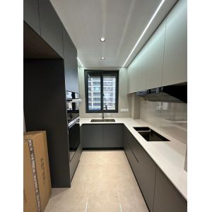 China Customization Kitchen Cabinets Modern Cupboard with Quartz Stone Counters on sale