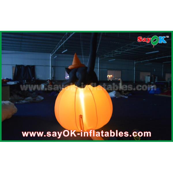 Durable Halloween Inflatable Holiday Decorations Pumpkin Cat With Led Lighting