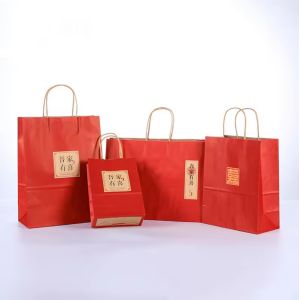 Quality Wholesale Custom Printed White Brown Shopping Kraft Paper Bag With Handle Restaurant Carry Out To Go Bag Fast Food Takea for sale